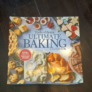 Taste of Home Ultimate Baking Cookbook with Blue and Red Accents